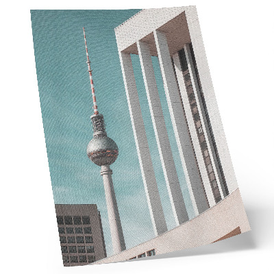 Poster Minimalistischer Turm, moderne Gebäude, blauer Himmel