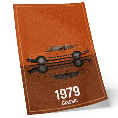 Poster Retro-Auto im orangefarbenen Vintage-Stil