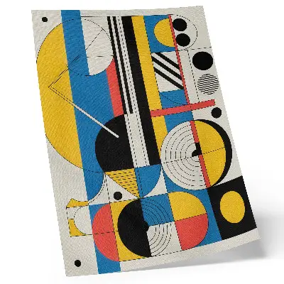 Wandposter mit geometrischen Mustern in kontrastierenden Farben