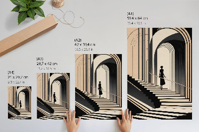 Kunstdruck leinwand Eine Gestalt auf der Treppe unter den monumentalen Bögen