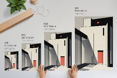 Wandposter Kontrast zwischen minimalistischer geometrischer Architektur