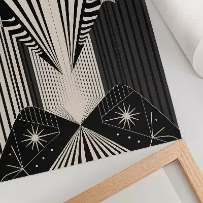 Wandposter mit markanten Kontrasten zwischen geometrischen Formen und Modernität