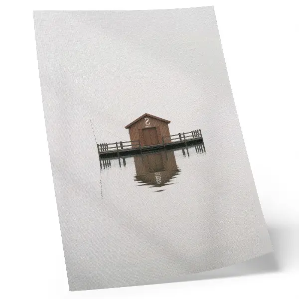 Wandposter minimalistisches Holzhäuschen am Wasser