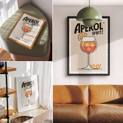 Poster Aperol-Getränk, orangefarbener Hintergrund