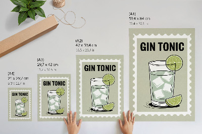 Kunstdruck leinwand Die Aufschrift GIN TONIC grüne und weiße Elemente