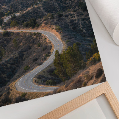 Poster Hügel Inschrift Straße Sonnenuntergang Träume