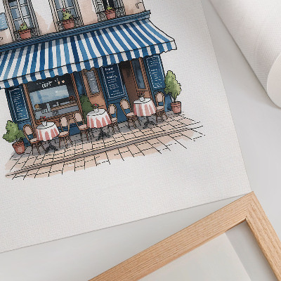 Kunstdruck leinwand Ein charmantes französisches Café mit stimmungsvoller Terrasse