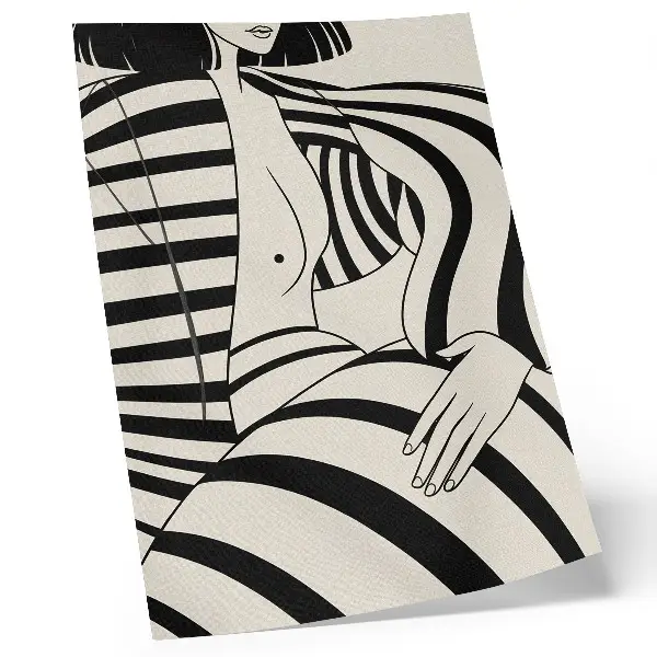 Wandposter mit eleganten schwarz-weißen geometrischen Streifen