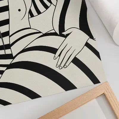 Wandposter mit eleganten schwarz-weißen geometrischen Streifen