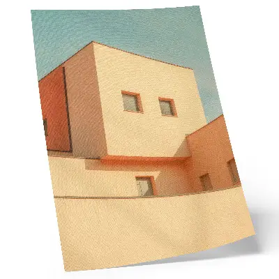 Kunstdruck auf Leinwand geometrische Architektur mit beiger Fassade