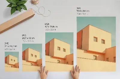 Kunstdruck auf Leinwand geometrische Architektur mit beiger Fassade