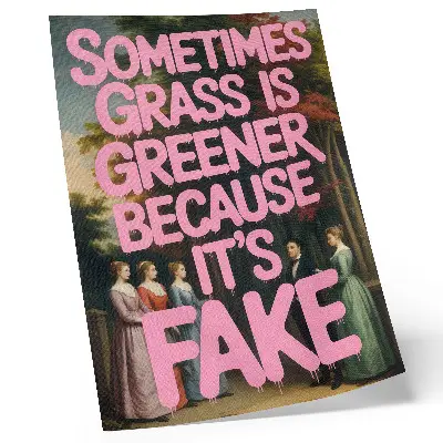 Wandposter mit rosa Inschrift und Waldzeichen in elegantem Humor-Design