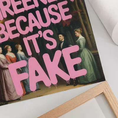 Wandposter mit rosa Inschrift und Waldzeichen in elegantem Humor-Design
