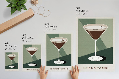 Wandposter Moderner Martini in Grün, Beige und Weiß