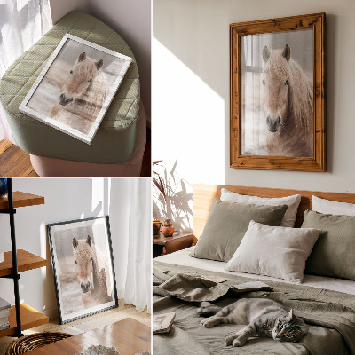Poster Pferd Winter sanfte Farben Frieden Natur