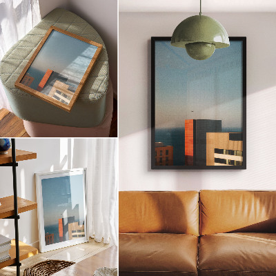 Kunstdruck leinwand Moderne, Meer, Gebäude, Vogel, Weite, Himmel