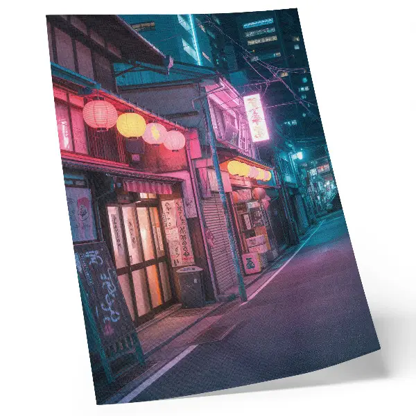 Kunstdruck auf Leinwand Neonlaternen erhellen die Straßen der Stadt bei Nacht