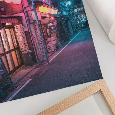Kunstdruck auf Leinwand Neonlaternen erhellen die Straßen der Stadt bei Nacht