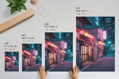 Kunstdruck auf Leinwand Neonlaternen erhellen die Straßen der Stadt bei Nacht