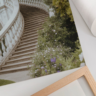 Wandposter Elegante Balustrade, klassisches Grün, Ruhe