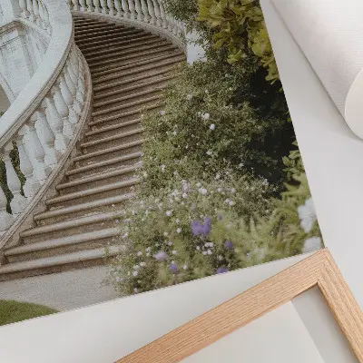 Wandposter mit Motiv einer eleganten Balustrade in klassischem Grün für eine ruhige Atmosphäre