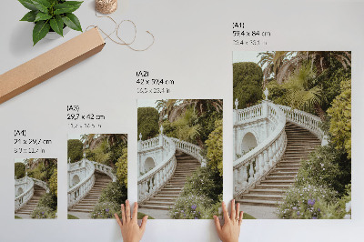 Wandposter Elegante Balustrade, klassisches Grün, Ruhe
