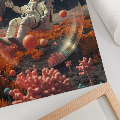 Wandposter Astronautenweltraum, bunte Pflanzen, Kosmos