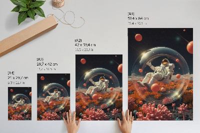 Wandposter Astronautenweltraum, bunte Pflanzen, Kosmos