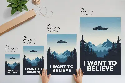 Kunstdruck auf Leinwand UFO über Waldbergen im modernen Stil