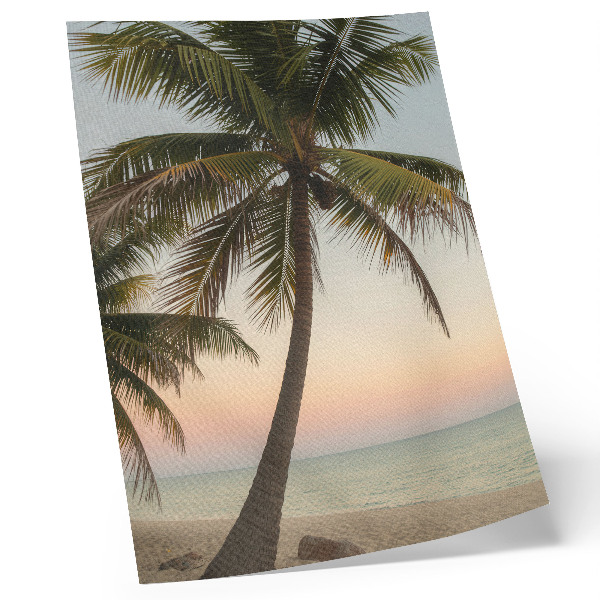 Wandposter Palmen, Meer, pastellfarbener Sonnenuntergang, exotisch