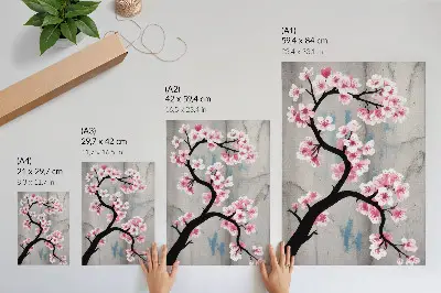 Leinwand-Kunstdruck mit zarten Blüten auf grauem Hintergrund