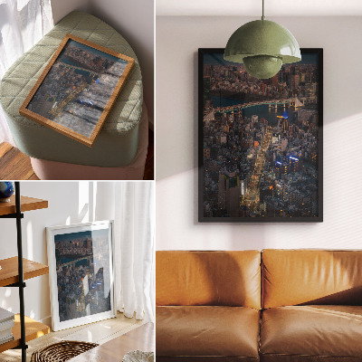 Poster Die Eleganz der nächtlichen Stadt aus Licht und Spiegelungen