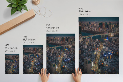 Poster Die Eleganz der nächtlichen Stadt aus Licht und Spiegelungen