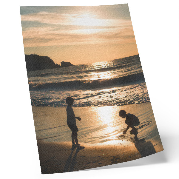 Kunstdruck leinwand Kinder am Strand bei Sonnenuntergang