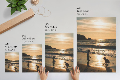 Kunstdruck leinwand Kinder am Strand bei Sonnenuntergang