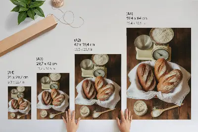 Kunstdruck auf Leinwand Brotkorbwaage auf einer Holzoberfläche