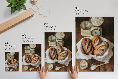 Kunstdruck leinwand Brotkorbwaage Mehl Holzoberfläche