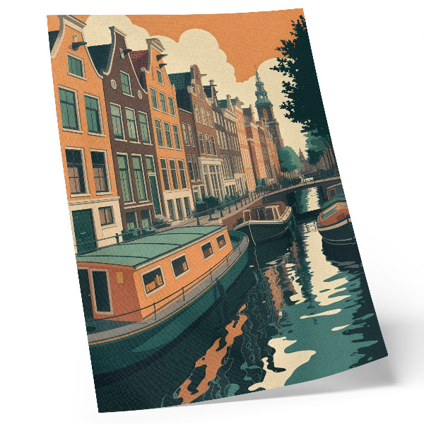 Poster Mietshäuser über dem Kanal spiegeln sich im Wasser
