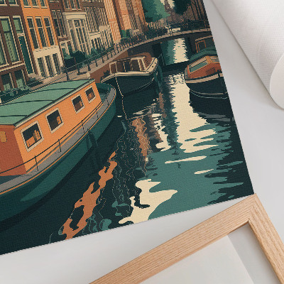 Poster Mietshäuser über dem Kanal spiegeln sich im Wasser