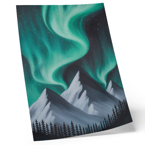 Wandposter Die Nordlichter über den Bergen in einer magischen Nacht