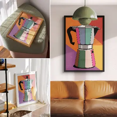 Wandposter mit kontrastreichen Farben und ausdrucksstarkem Stil