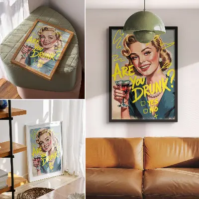 Leinwand Kunstdruck Frau im Retro-Comic-Stil mit dynamischen Farben