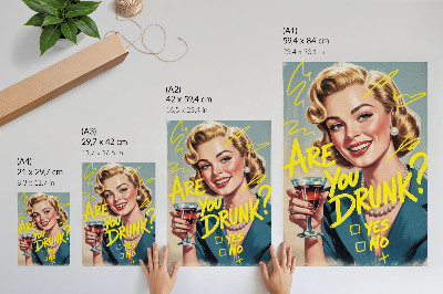 Kunstdruck leinwand Frau im Retro-Comic-Stil, dynamische Farben
