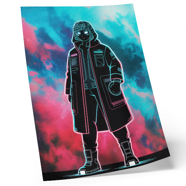 Kunstdruck leinwand Eine futuristische Gestalt vor dem Himmel in kräftigen Farben