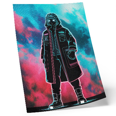 Kunstdruck leinwand Eine futuristische Gestalt vor dem Himmel in kräftigen Farben