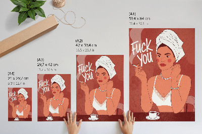 Wandposter Elegantes rot-weißes Porträt einer humorvollen Frau