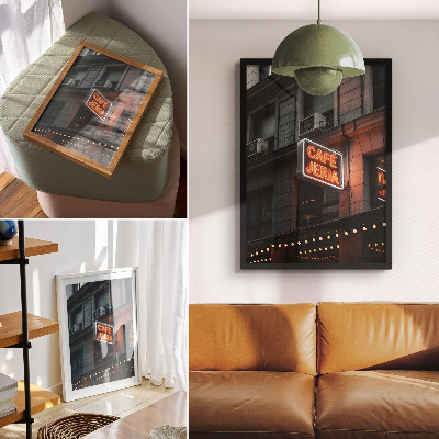 Poster Atmosphärische Aufnahme von Neon-Stadtschildern