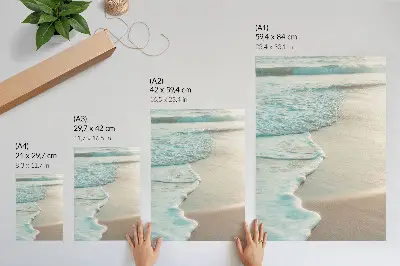 Kunstdruck auf Leinwand sanfte Wellen am Sandstrand für eine ruhige Atmosphäre