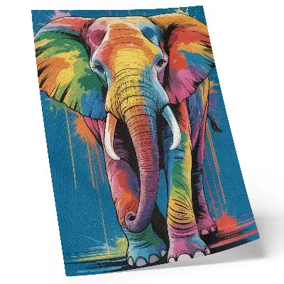 Wandposter farbenfroher Elefant in kontrastreichen und intensiven Farben