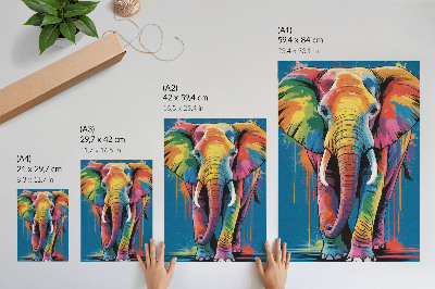 Wandposter Farbenfroher Elefant, kontrastierende Farben, intensive Farben